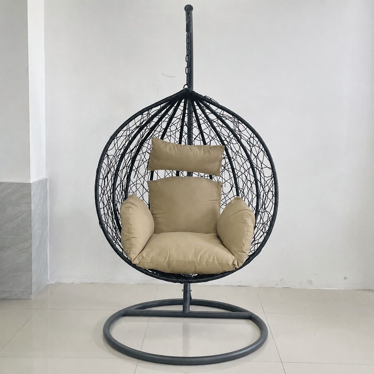 Scaun agatat, gradina sau terasa, Fotoliu suspendat de relaxare, California Black XL