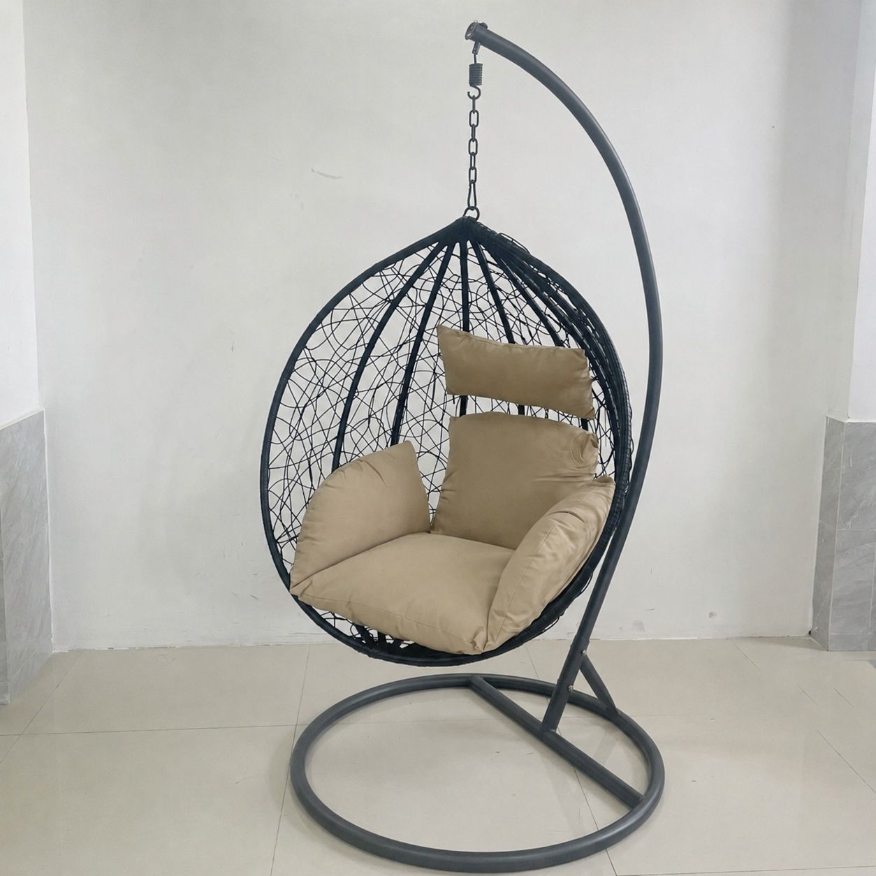 Scaun agatat, gradina sau terasa, Fotoliu suspendat de relaxare, California Black XL
