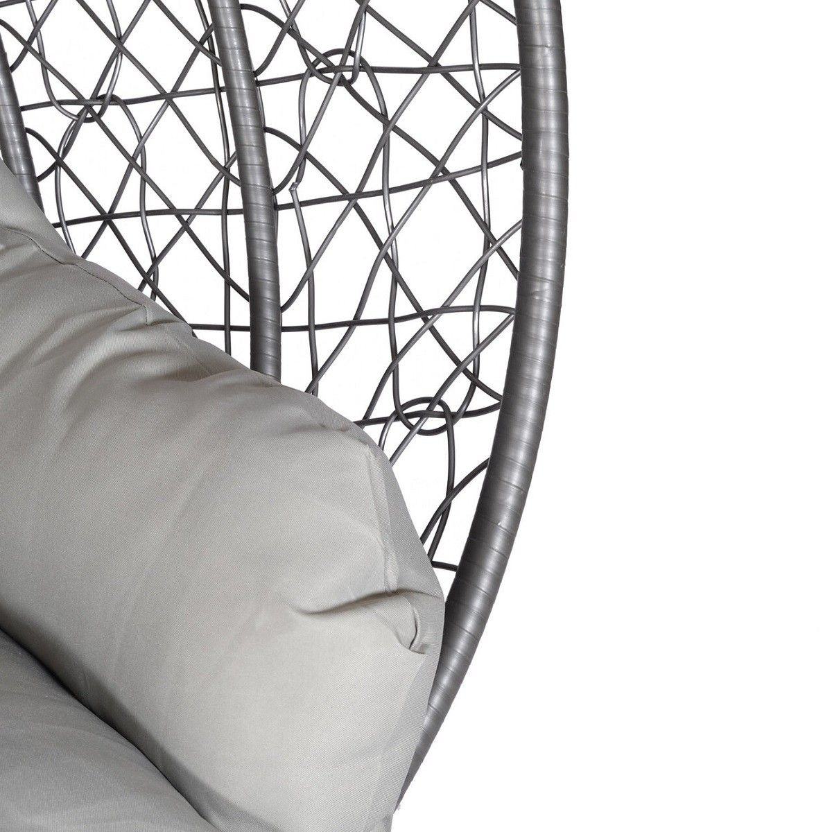 Scaun agatat California Grey, Fotoliu suspendat, Curte sau Living, comfortabil, ratan 3D