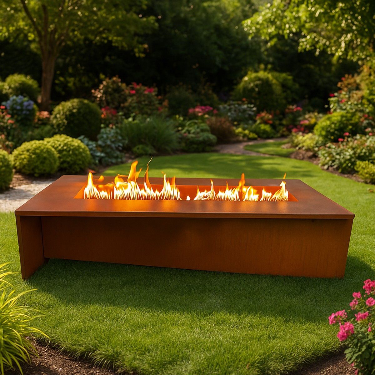 Semineu pe gaz CNG, valva de pornire si reglare flacara, otel corten de 2 mm,  150x70x35 cm, Luxora