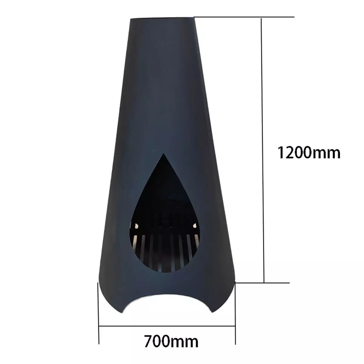 Semineu, Vatra de foc, Negru, inaltime 120 cm, otel corten de 1.5 mm, Hades