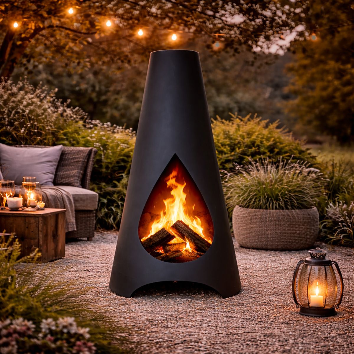 Semineu, Vatra de foc, Negru, inaltime 120 cm, otel corten de 1.5 mm, Hades
