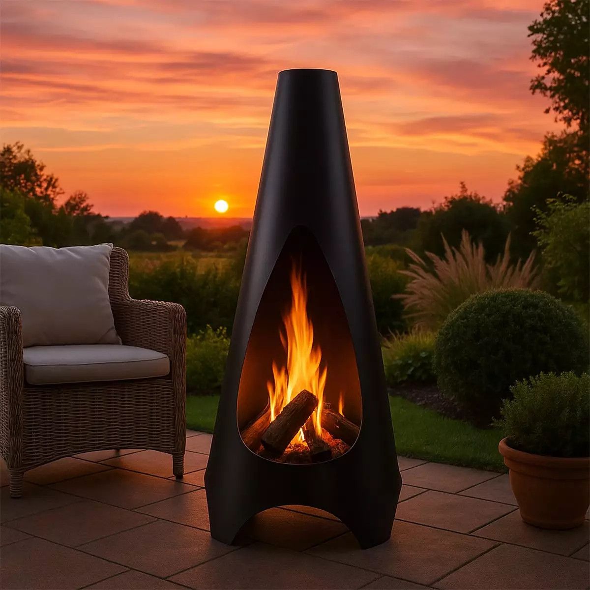 Semineu, Vatra de foc, Negru, inaltime 120 cm, otel corten de 1.5 mm, Hades