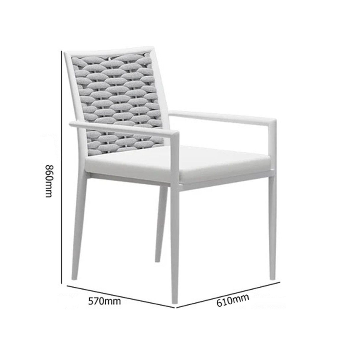 Set mobilier terasa sau gradina, masa din aluminiu si lemn, 6 scaune, impletitura tip funie, Torino