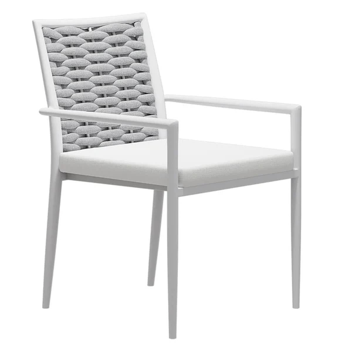 Set mobilier terasa sau gradina, masa din aluminiu si lemn, 6 scaune, impletitura tip funie, Torino