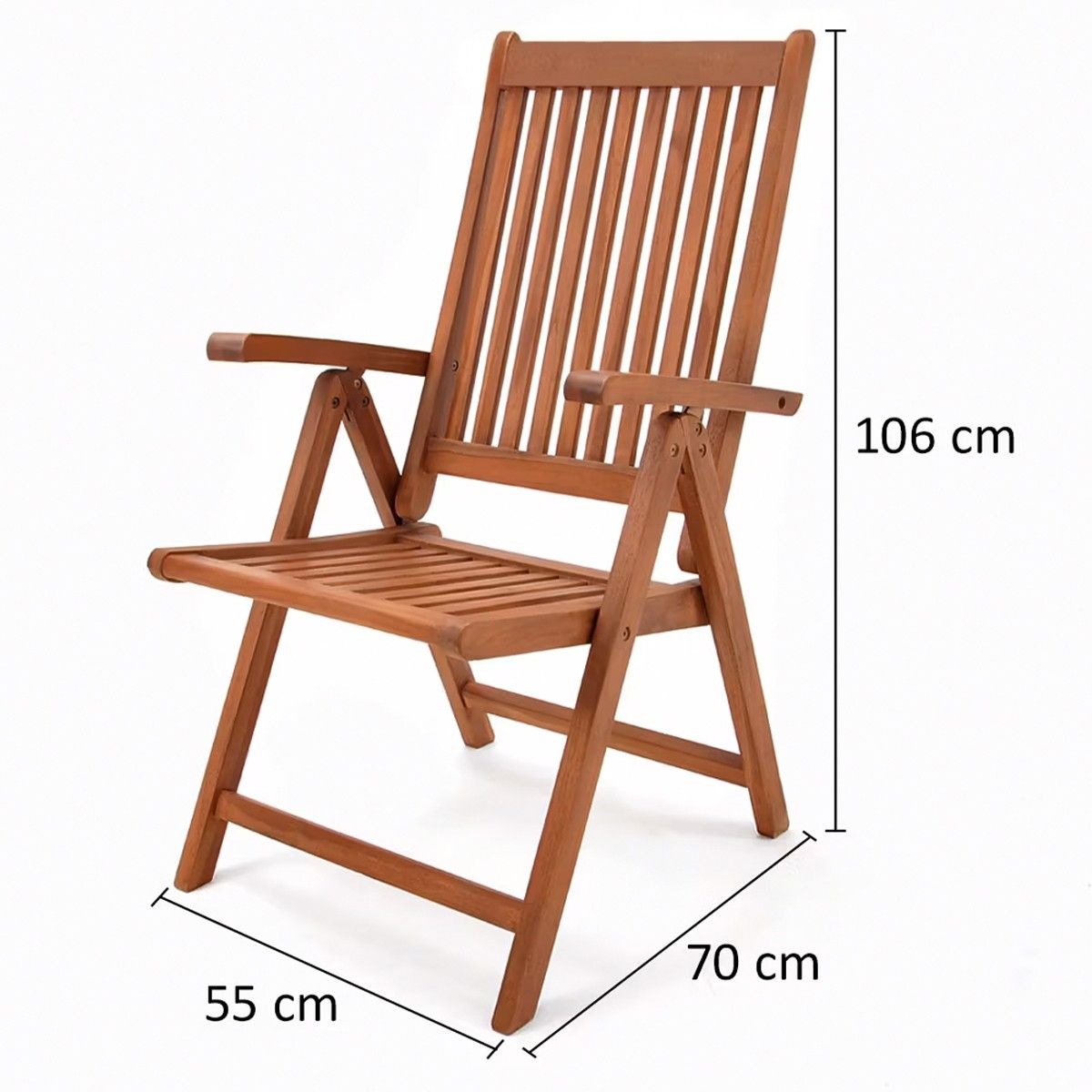 Set mobilier, 6 scaune pliabile, Eucalipt certificat FSC®, suport umbrela, Maro, 200x100x74, Houston