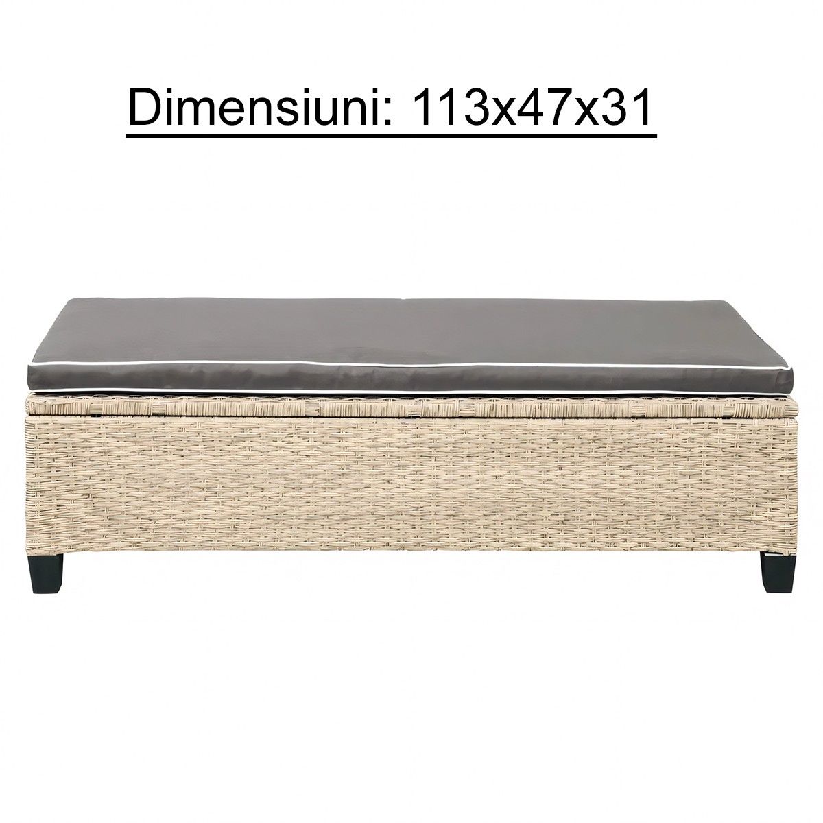 Set mobilier terasa sau gradina, canapea, 2 bancute si masa patrata, poliratan, Santorini