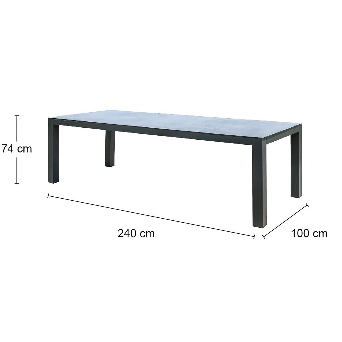 Set mobilier de 8 persoane, gradina sau terasa, masa 240x100 cm + 8 scaune, aluminiu, impletitura tip funie, Capri