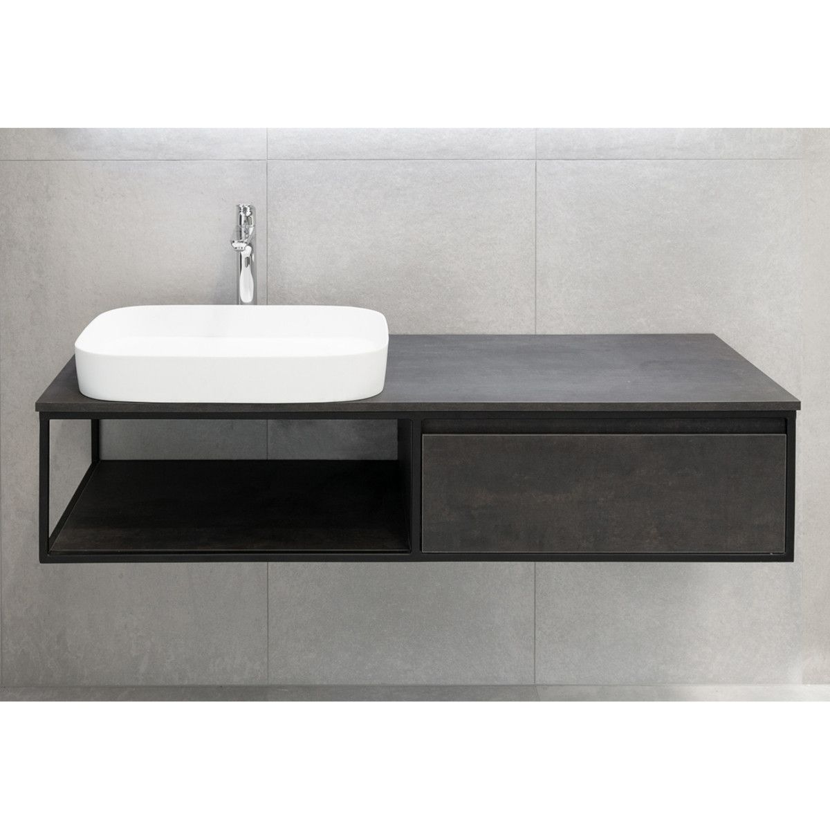 Mobilier de baie Zinia cu dulap fara lavoar, 120 cm, design modern, antracit