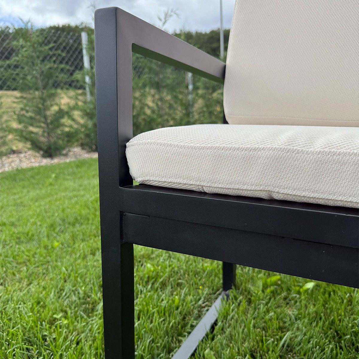 Set mobilier de 6 persoane, terasa sau gradina, aluminiu, masa 213x100 cm + 6 scaune, tesatura 100% Olefin, Mykonos