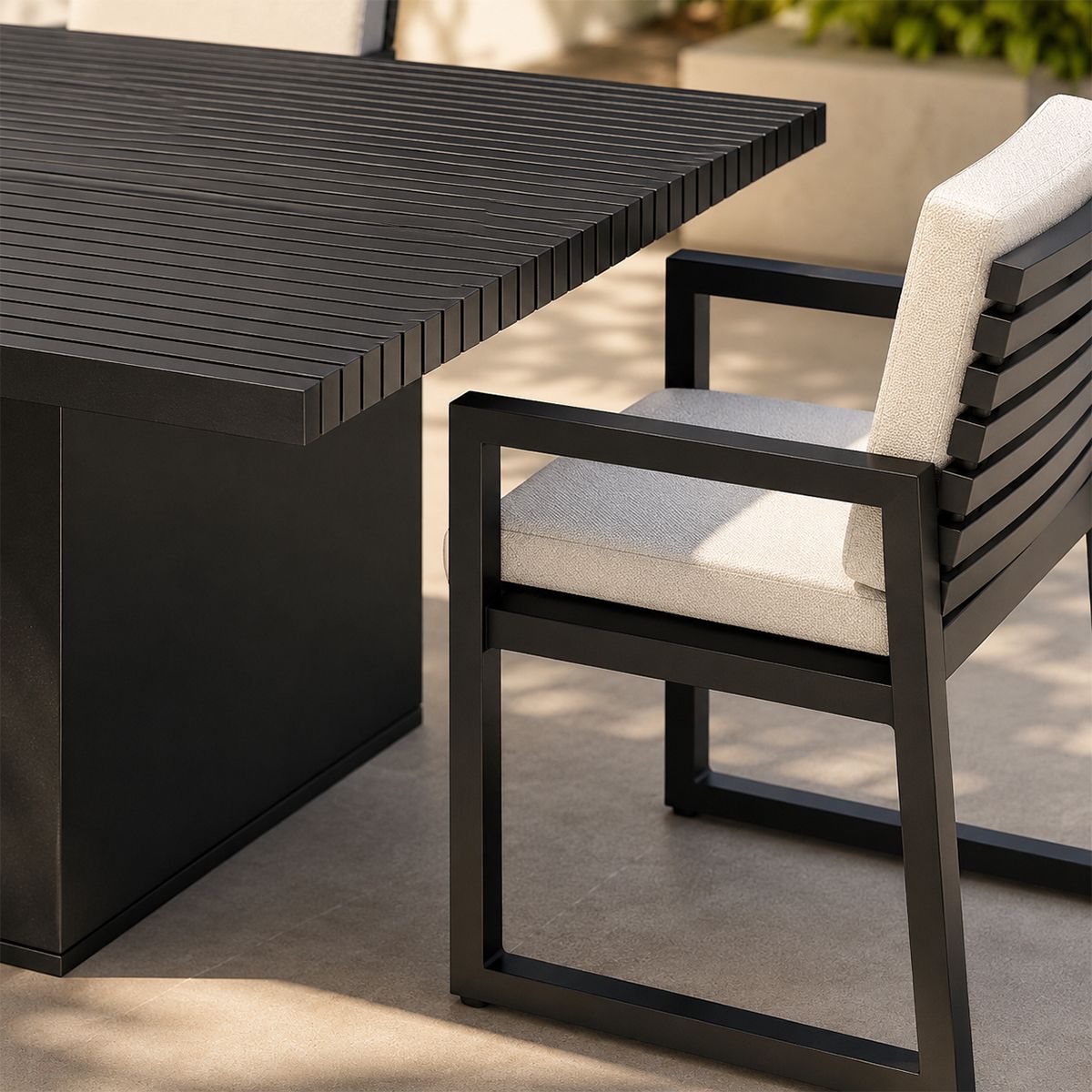 Set mobilier, masa 213x100 cm + 8 scaune, terasa sau gradina, aluminiu, tesatura 100% Olefin, Mykonos