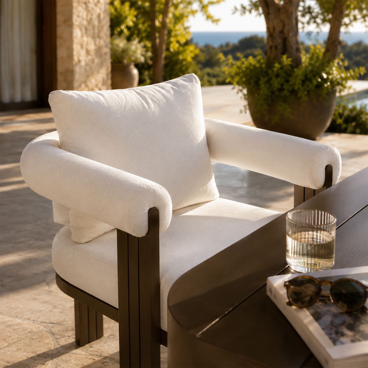 Set mobilier, masa 214x102 cm + 6 scaune, gradina sau terasa, aluminiu, tesatura 100% Olefin, Bora Bora