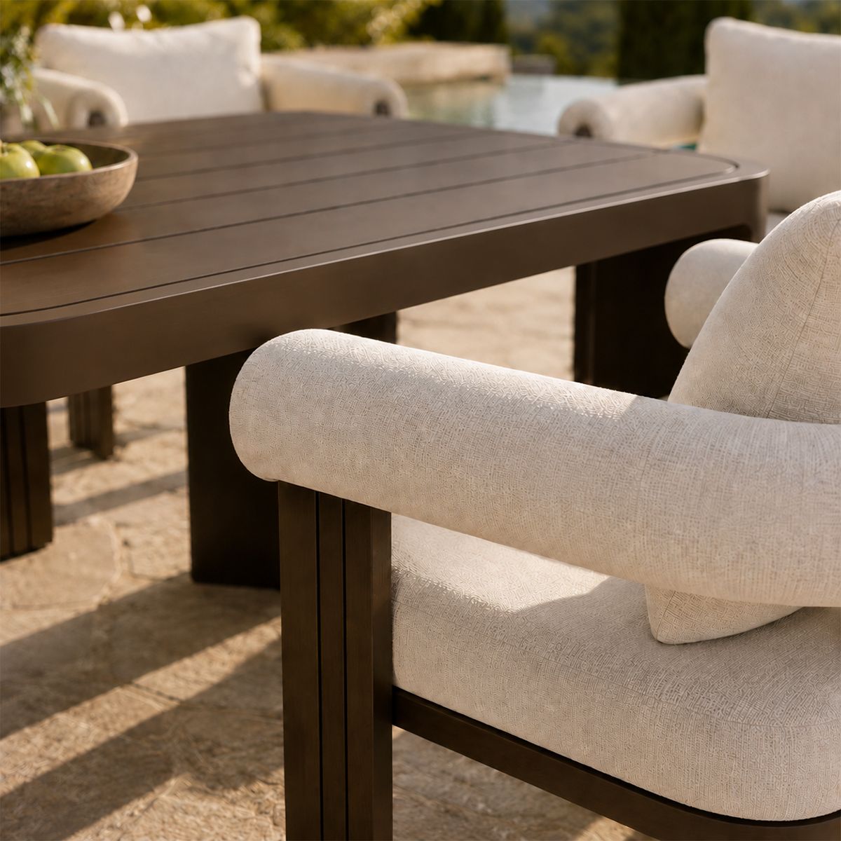 Set mobilier, masa 214x102 cm + 6 scaune, gradina sau terasa, aluminiu, tesatura 100% Olefin, Bora Bora