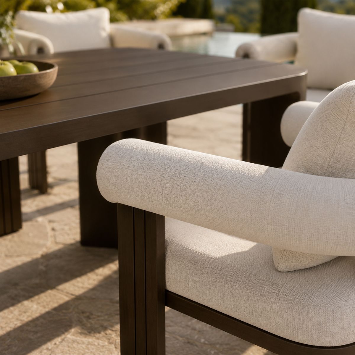 Set mobilier, masa 214x102 cm + 8 scaune, gradina sau terasa, aluminiu, tesatura 100 % Olefin, Bora Bora