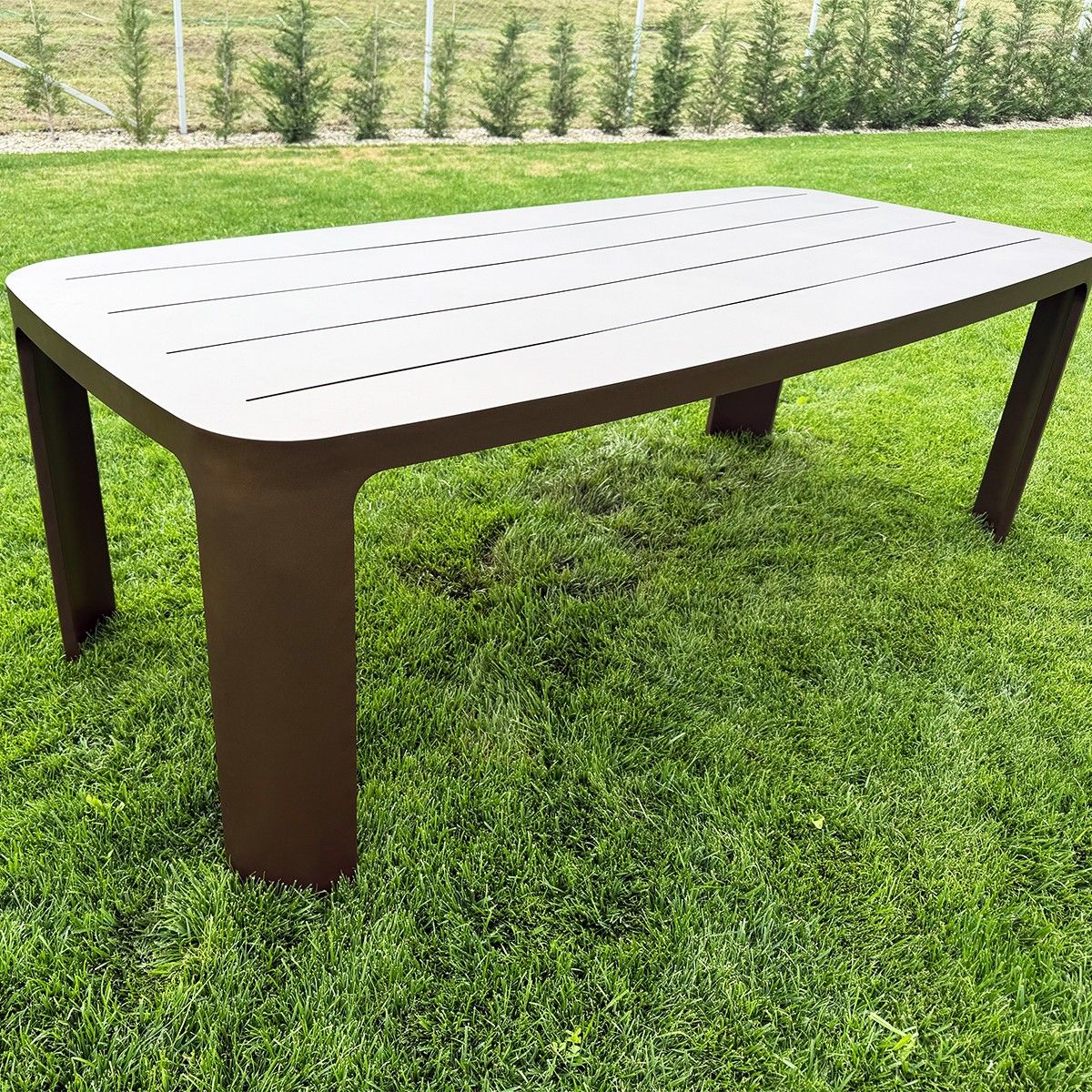 Set mobilier de 8 persoane, gradina sau terasa, aluminiu, masa 214x102 cm + 8 scaune, tesatura 100 % Olefin, Bora Bora