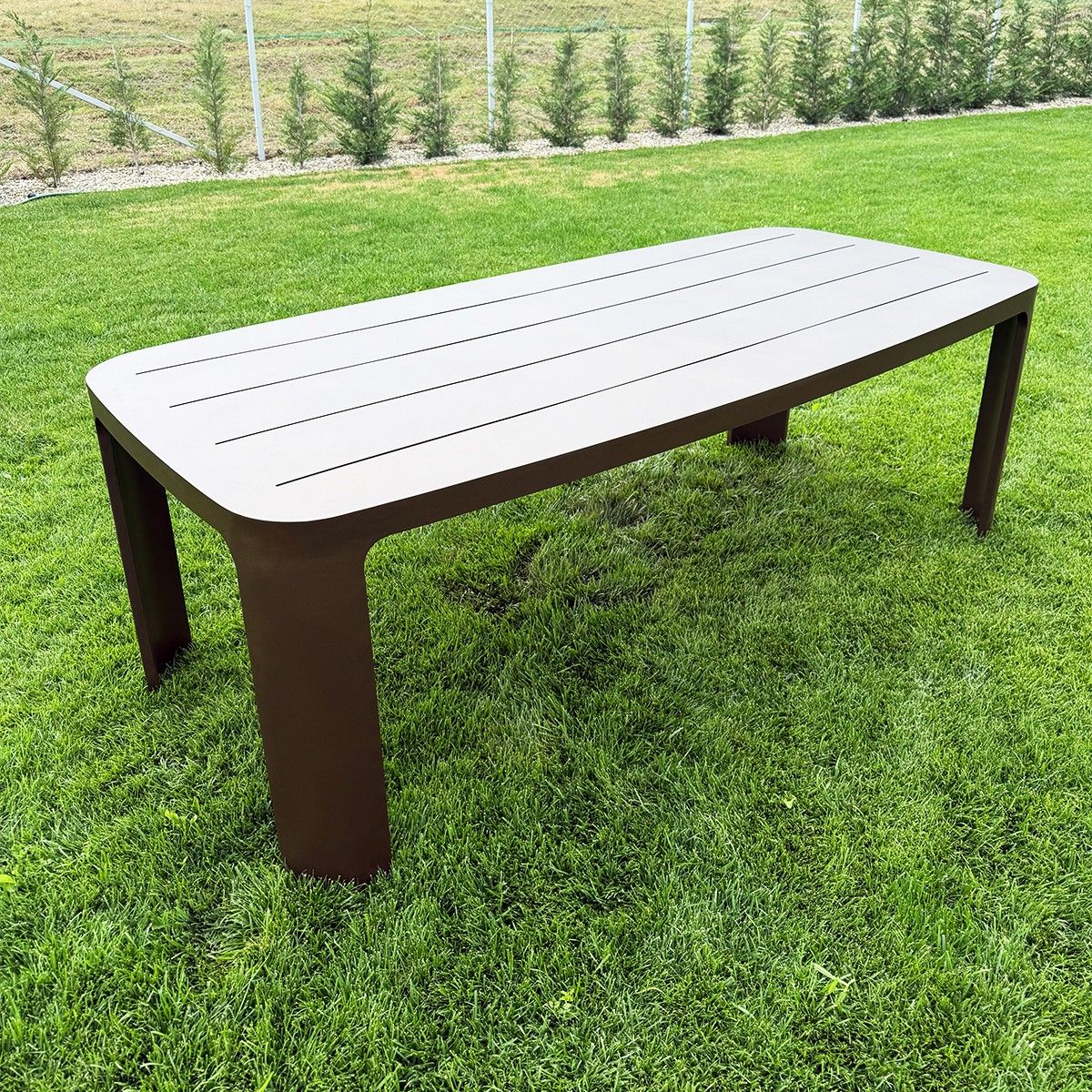 Set mobilier de 8 persoane, gradina sau terasa, aluminiu, masa 214x102 cm + 8 scaune, tesatura 100 % Olefin, Bora Bora