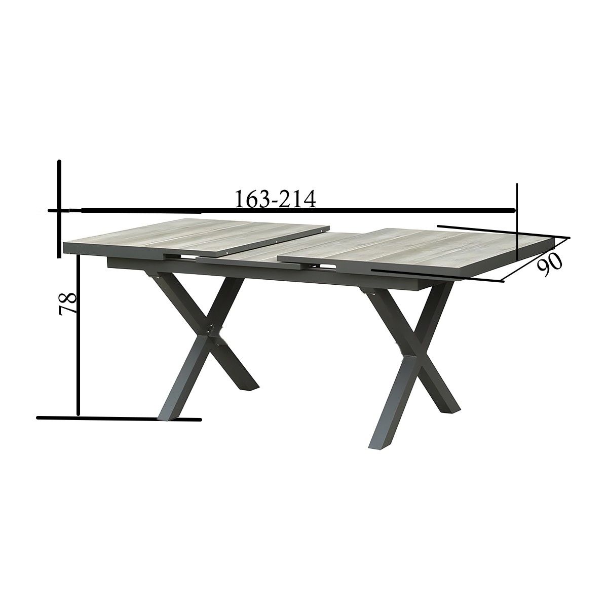 Set mobilier de 6 persoane, gradina sau terasa, aluminiu, masa extensibila cu blat de piatra, impletitura tip funie, Maldives