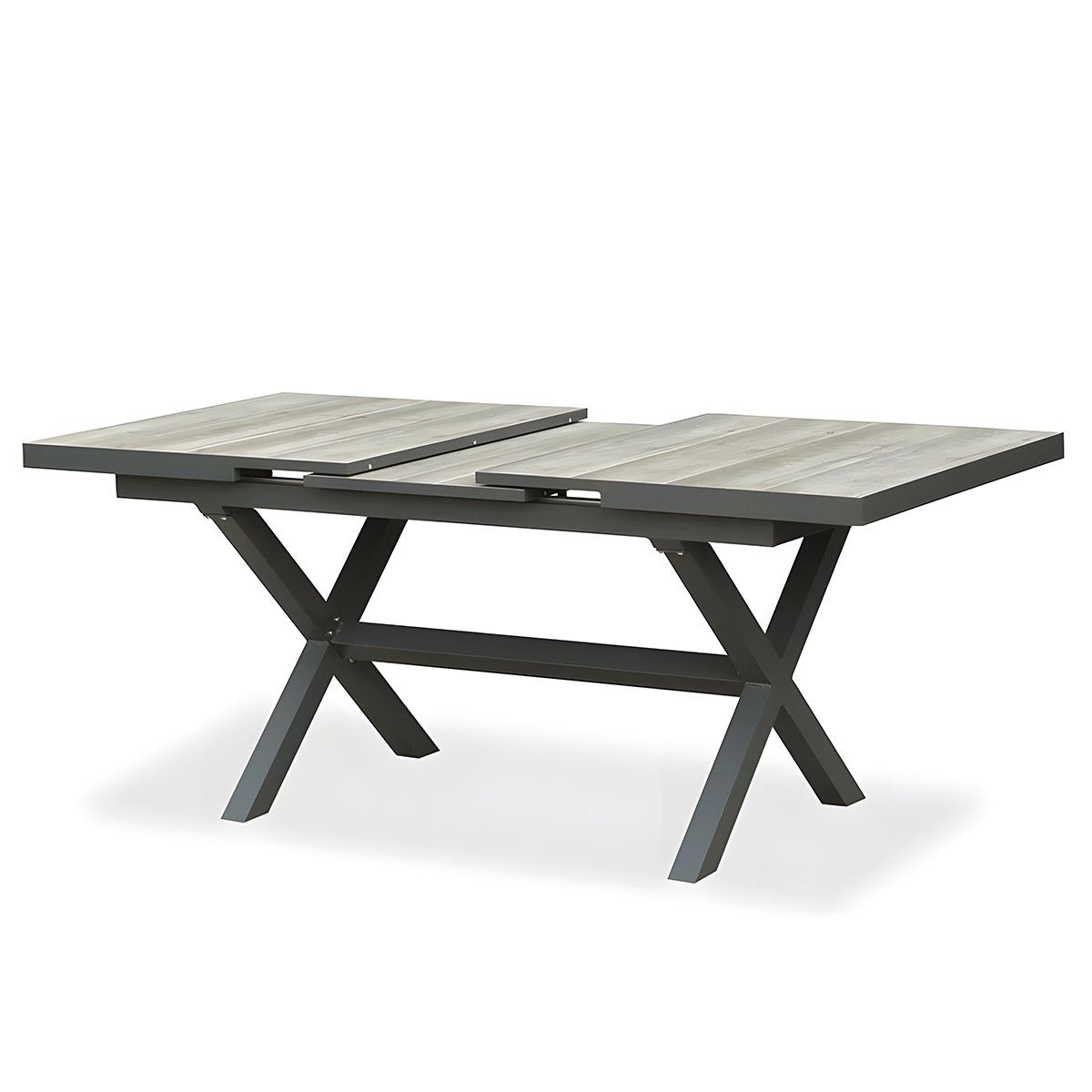 Set mobilier de 6 persoane, gradina sau terasa, aluminiu, masa extensibila cu blat de piatra, impletitura tip funie, Maldives
