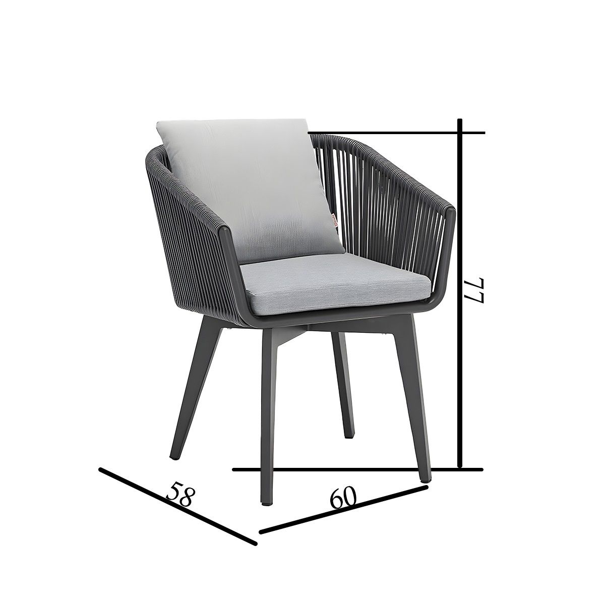 Set mobilier de 8 persoane, gradina sau terasa, aluminiu, masa extensibila cu blat de piatra, impletitura tip funie, Maldives
