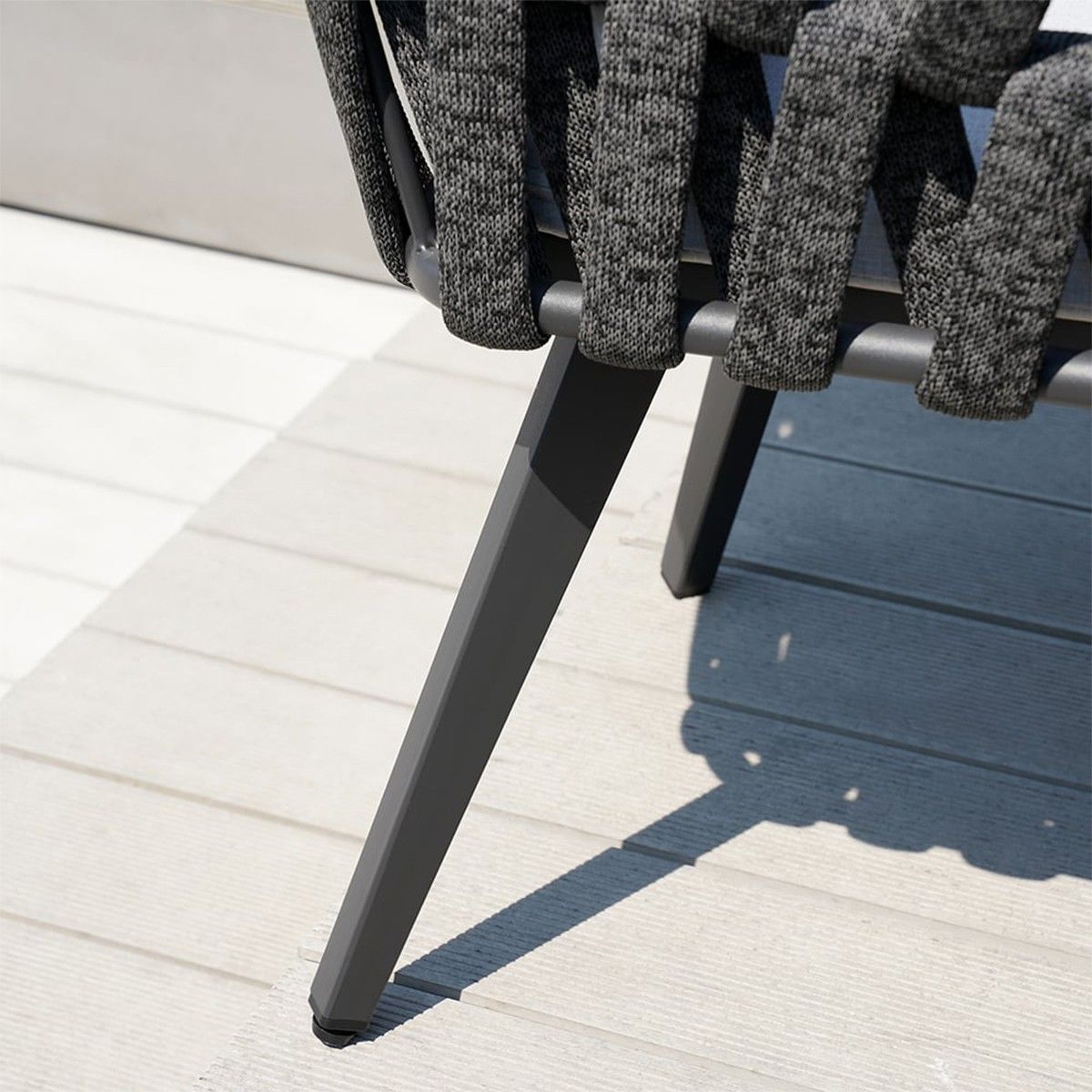 Set mobilier terasa sau gradina, 6 scaune, masa extensibila, aluminiu si impletitura tip funie, Riga