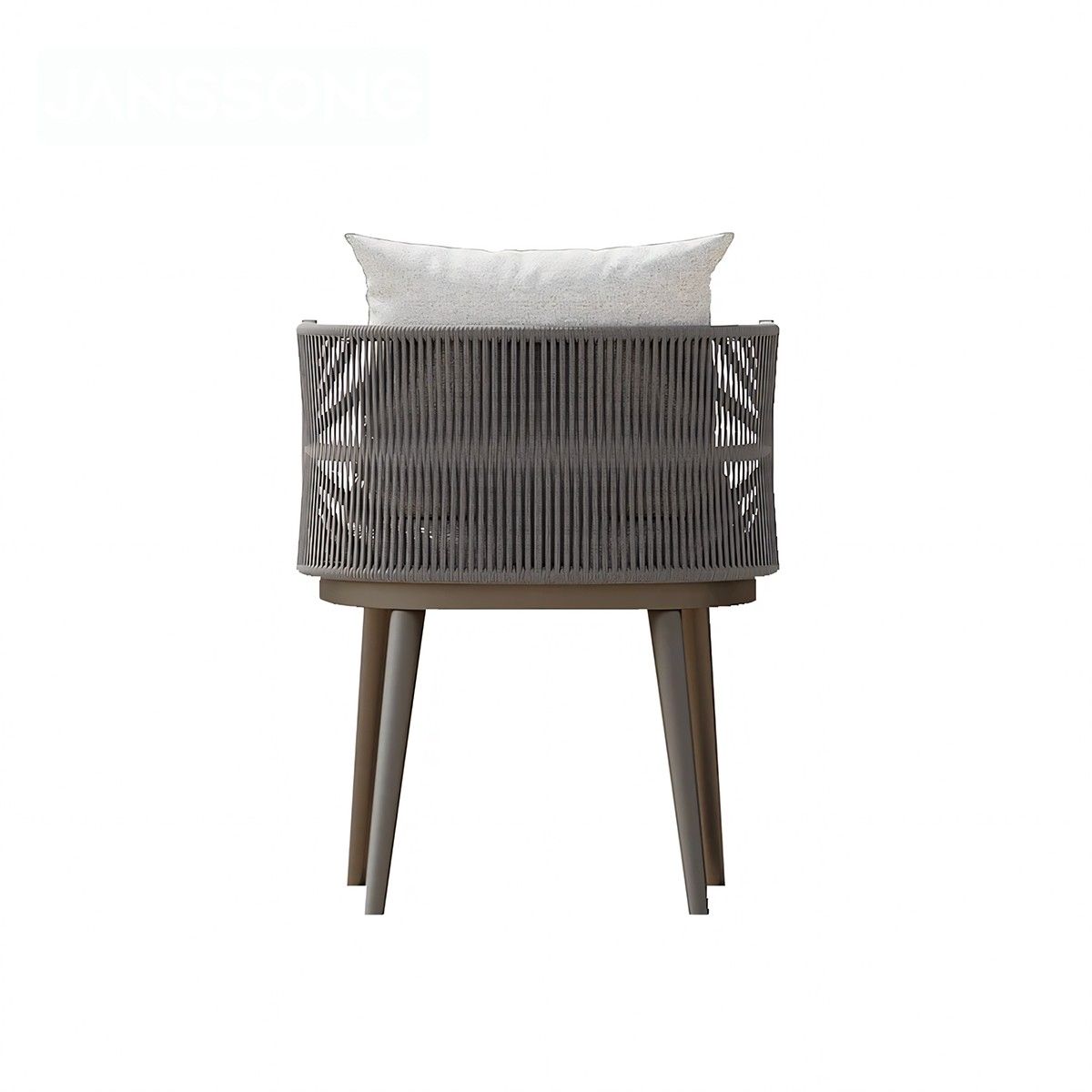 Set mobilier de 6 persoane, terasa sau gradina, aluminiu, masa robusta 214x100 cm + 6 scaune cu impletitura tip funie, Nova Luxe