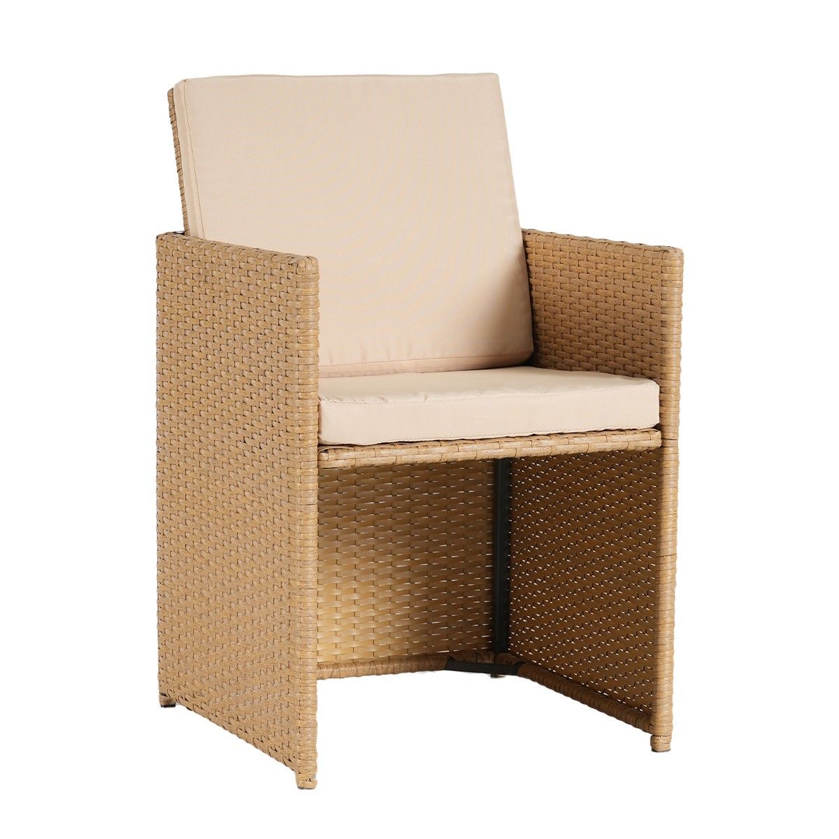 Set mobilier terasa gradina, Cub pliabil, masa cu blat de sticla, 6 scaune cu spatar rabatabil, 4 tabureti, Mauritius