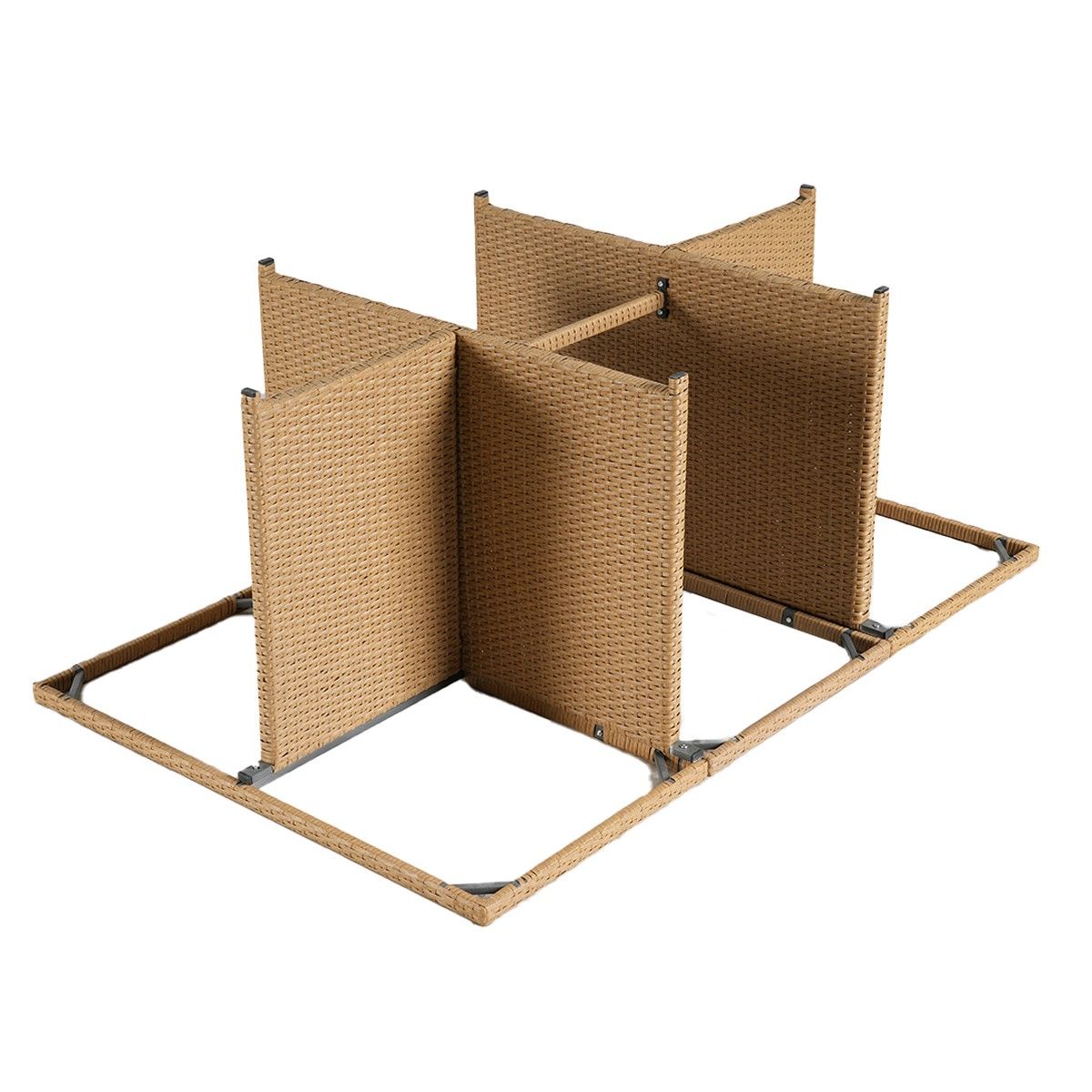 Set mobilier terasa gradina, Cub pliabil, masa cu blat de sticla, 6 scaune cu spatar rabatabil, 4 tabureti, Mauritius