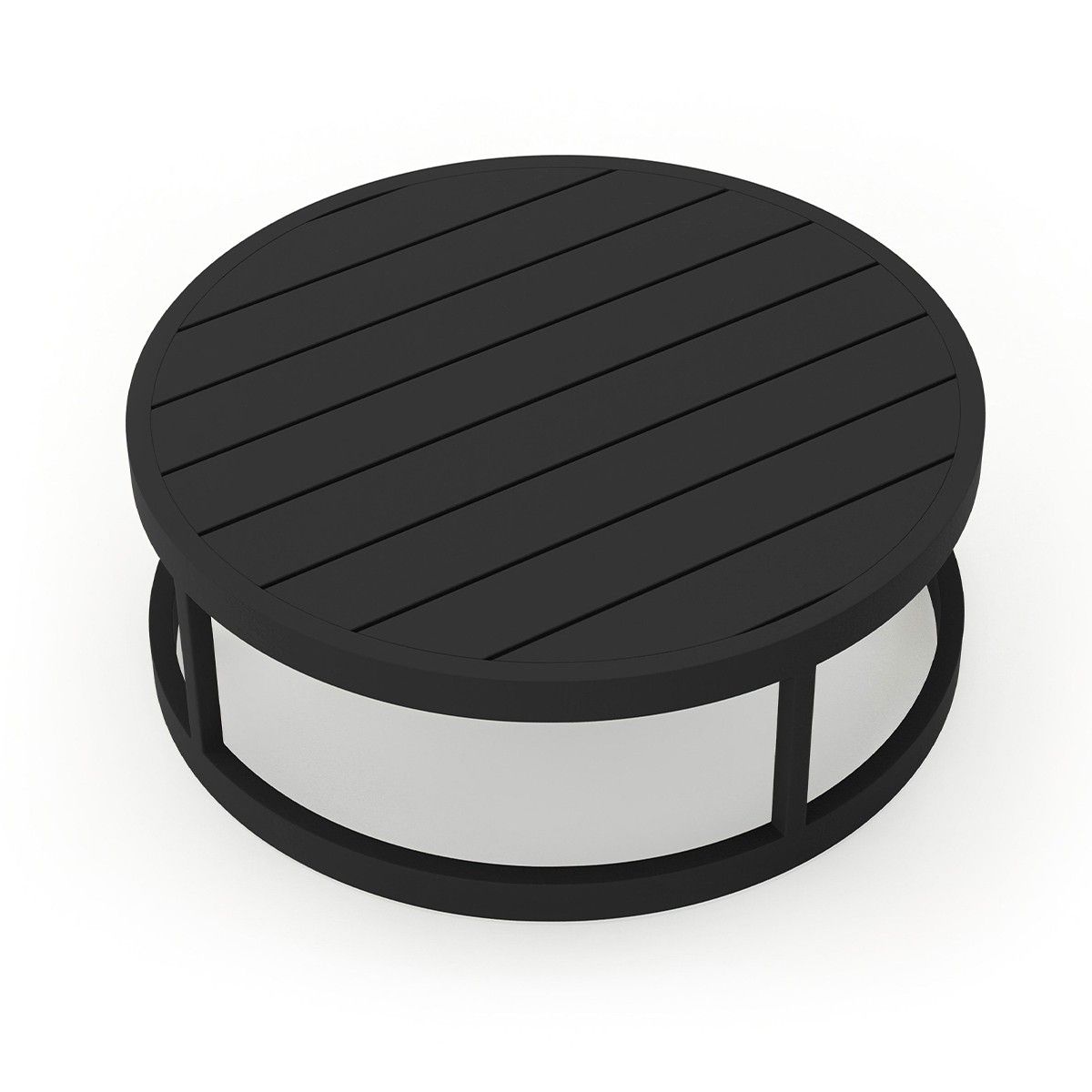 Set Mobilier Rotund terasa sau gradina, Cadru Aluminiu, 7 Piese, Dark Grey, Perne Incluse Crem, Coral