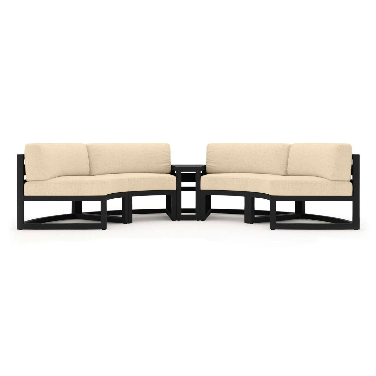 Set Mobilier Rotund terasa sau gradina, Cadru Aluminiu, 7 Piese, Dark Grey, Perne Incluse Crem, Coral