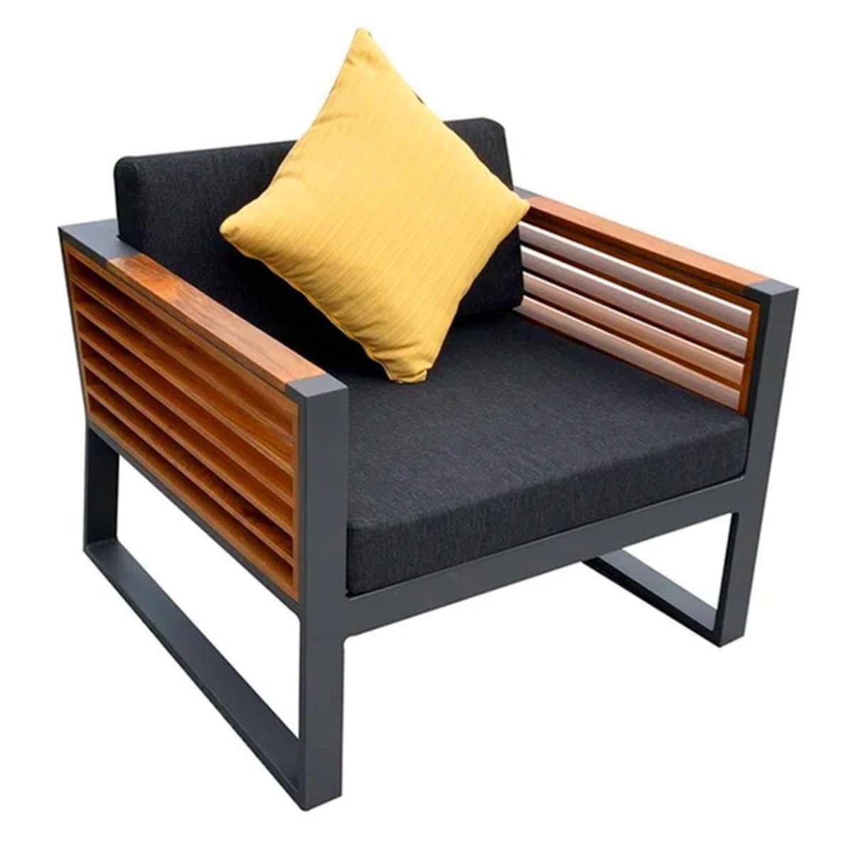 Set mobilier terasa gradina, canapea, 2 fotolii, masuta cafea, ice bucket, aluminiu si lemn, perne incluse, Kia
