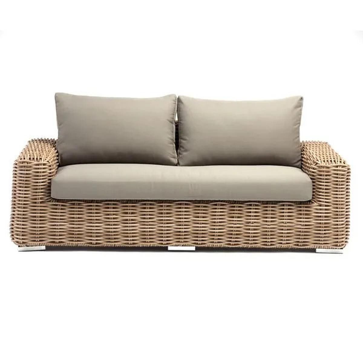 Set mobilier, terasa sau gradina, canapea, 2 fotolii , masuta de cafea, cadru aluminiu, poliratan, Augusta
