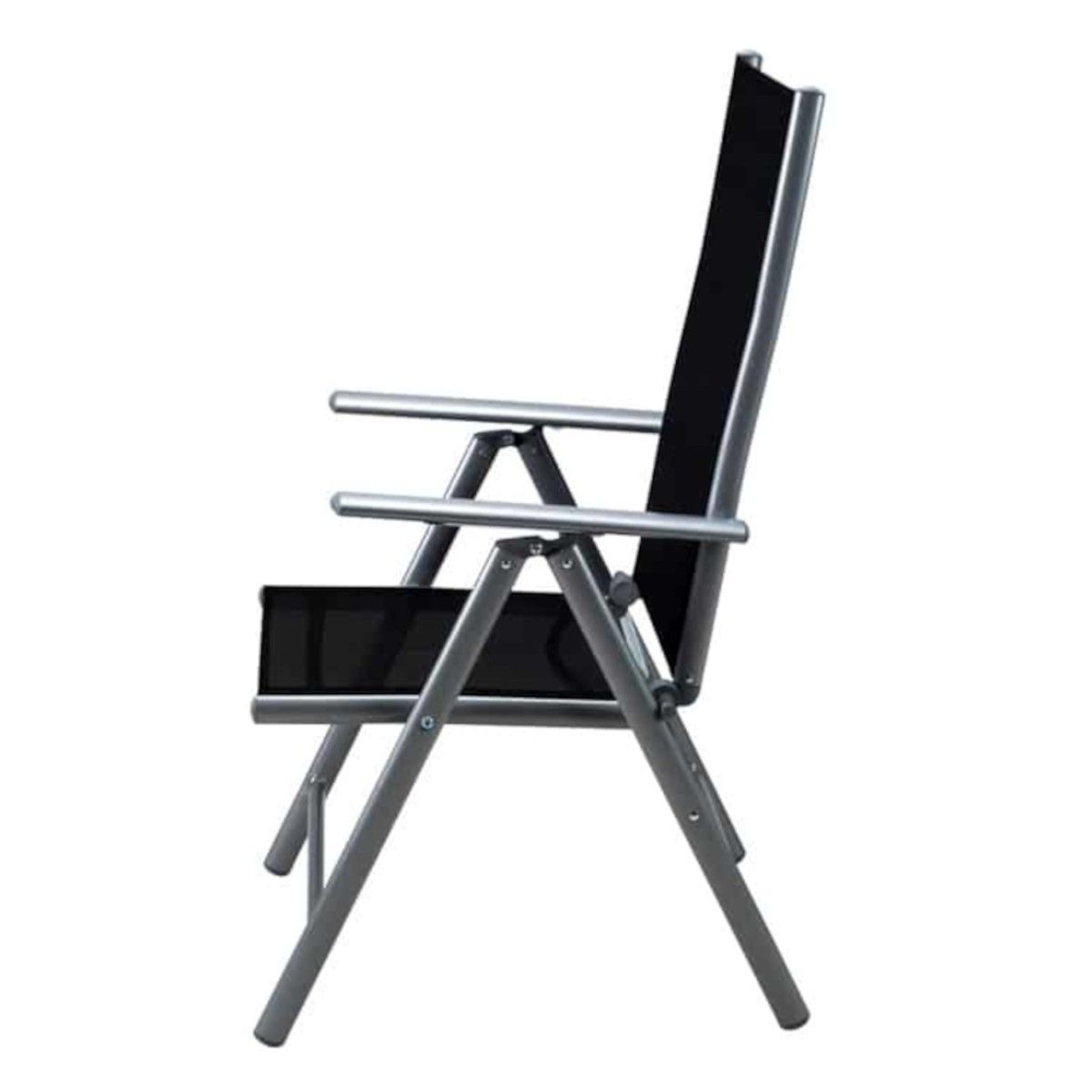 Set mobilier, terasa sau gradina, masa mare cu blat de sticla mata, 6 scaune Rabatabile aluminiu, 150 x 90 x 75  cm, Clinton