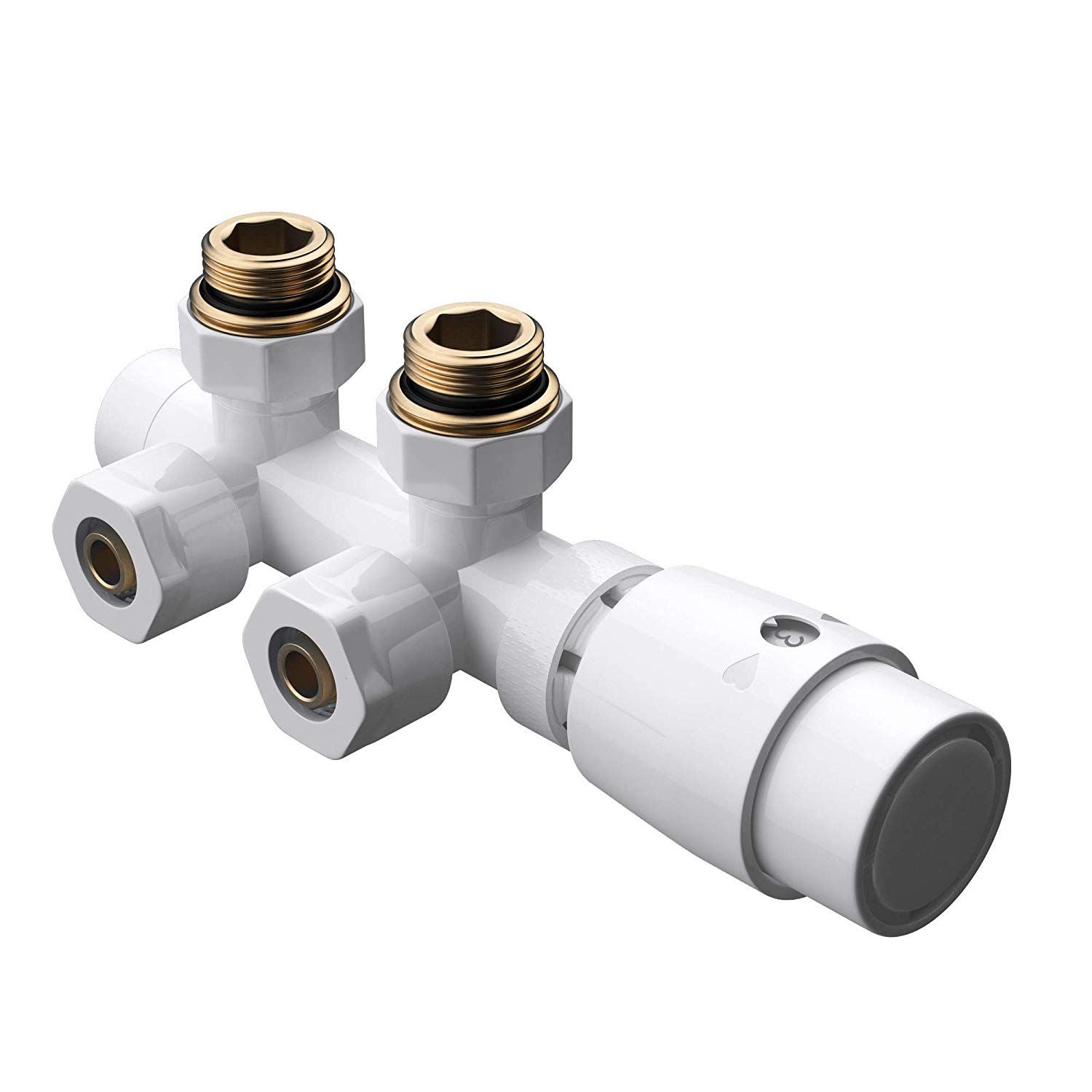 Set robinet, cap termostatic cu ventil, alama, 5 trepte reglabile, tur-retur