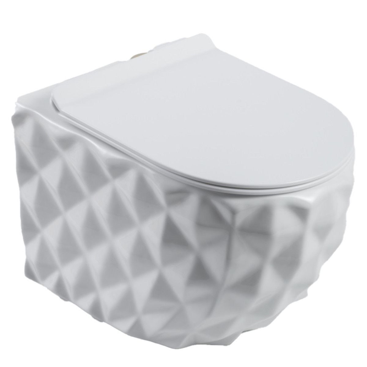 Set vas wc si lavoar, Alb Lucios, montaj suspendat si pe blat, 49x36-61x34 cm, capac duroplast, Sidef
