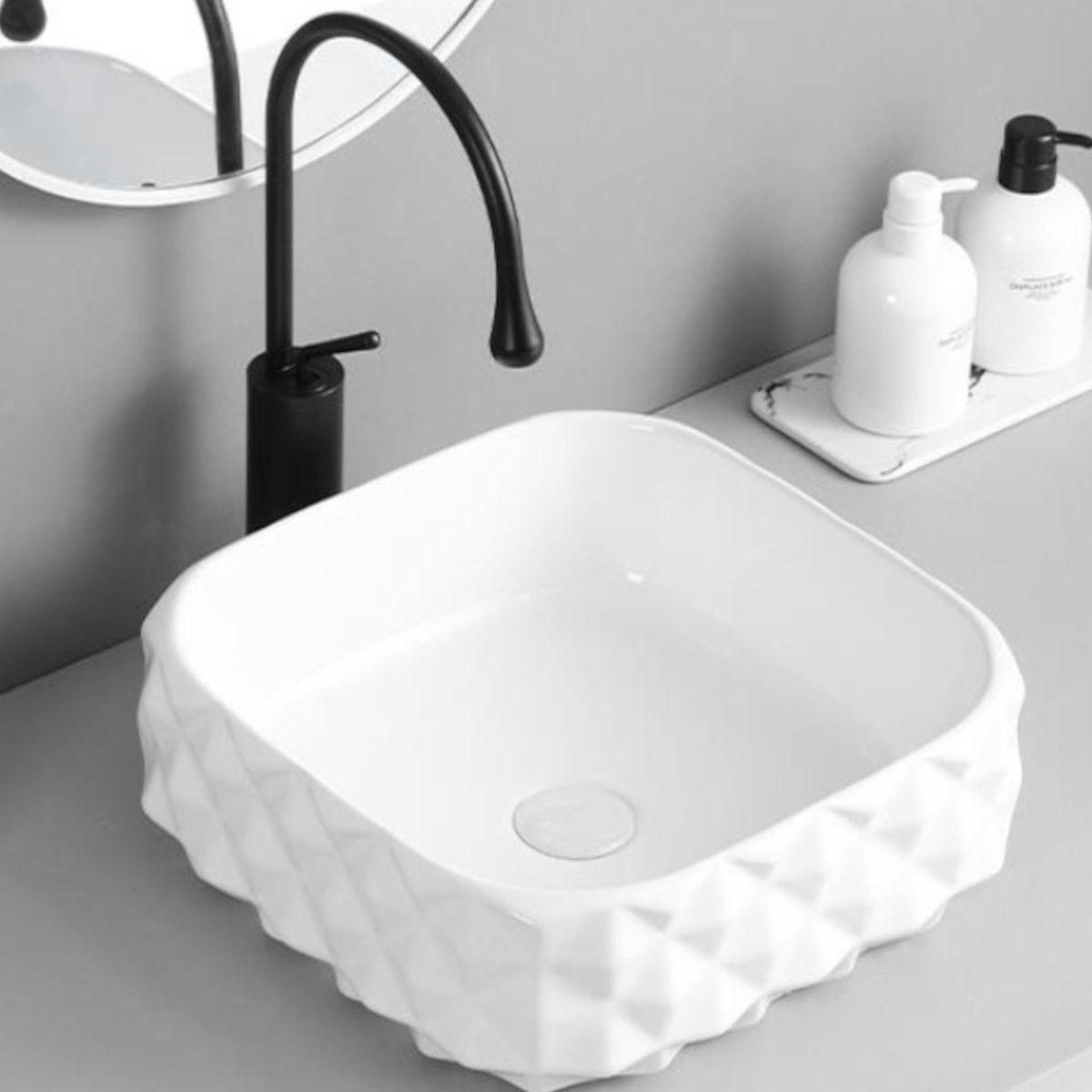 Set vas wc si lavoar, Alb Lucios, montaj suspendat si pe blat, 49x36-61x34 cm, capac duroplast, Sidef