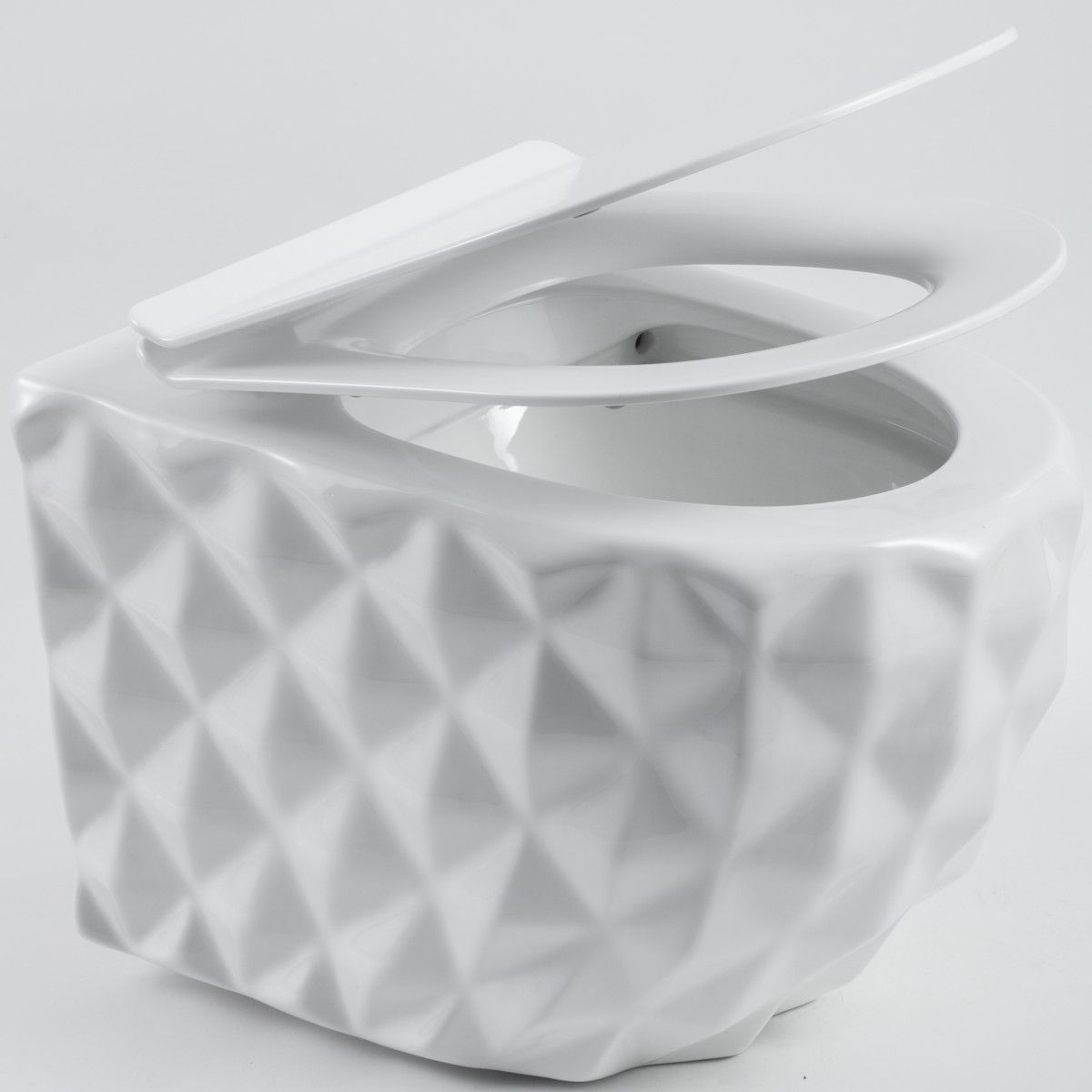 Set vas wc si lavoar, Alb Lucios, montaj suspendat si pe blat, 49x36-61x34 cm, capac duroplast, Sidef