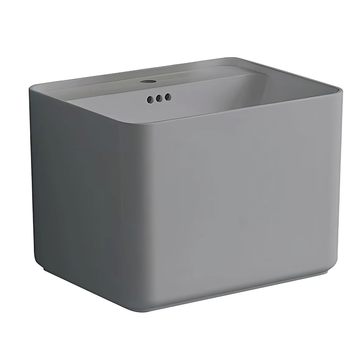 Set vas wc si lavoar, Gri Mat, Power Color, 51x35-50x40 cm, montaj suspendat si pe blat, capac duroplast, Alfonso