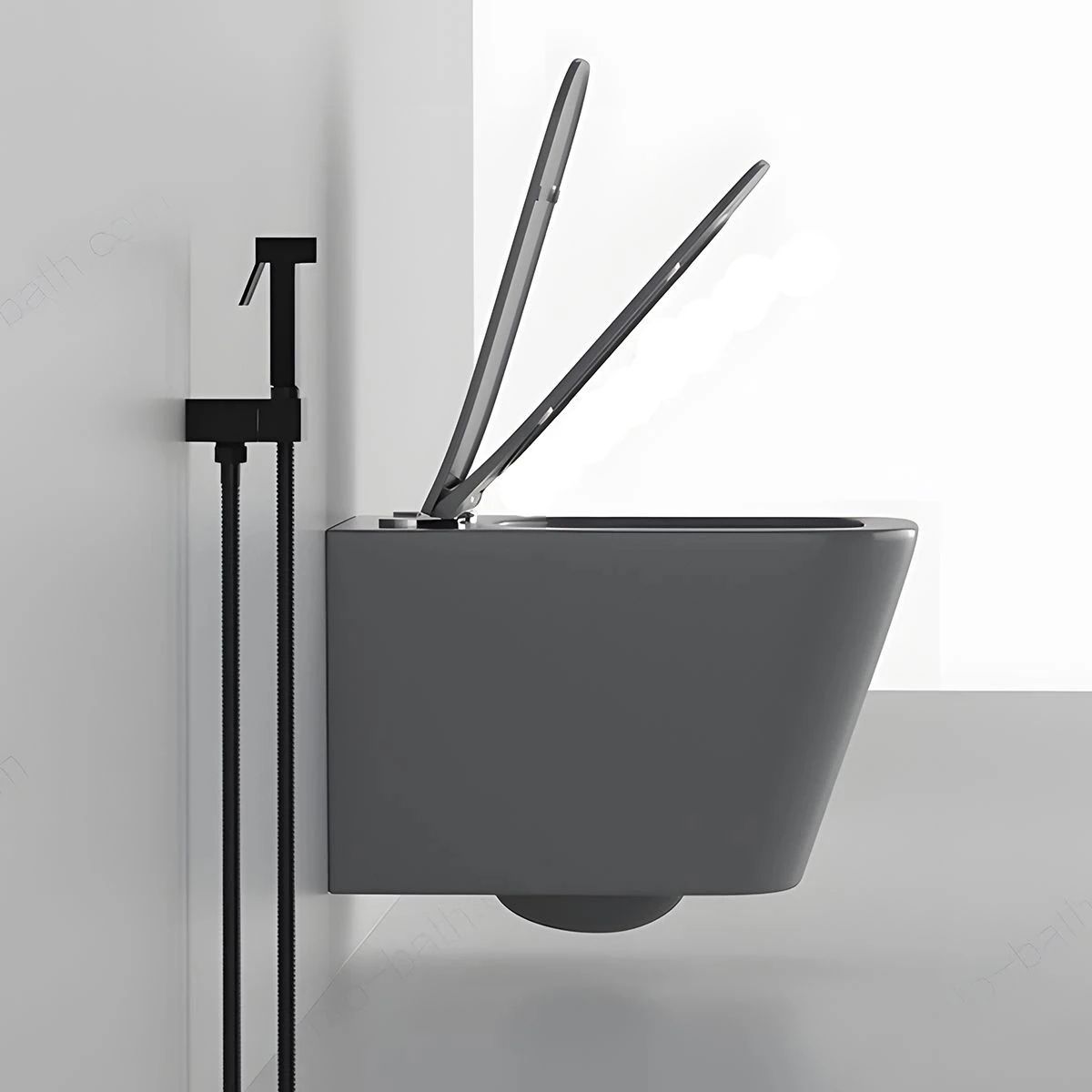 Set vas wc si lavoar, Gri Mat, Power Color, 51x35-50x40 cm, montaj suspendat si pe blat, capac duroplast, Alfonso