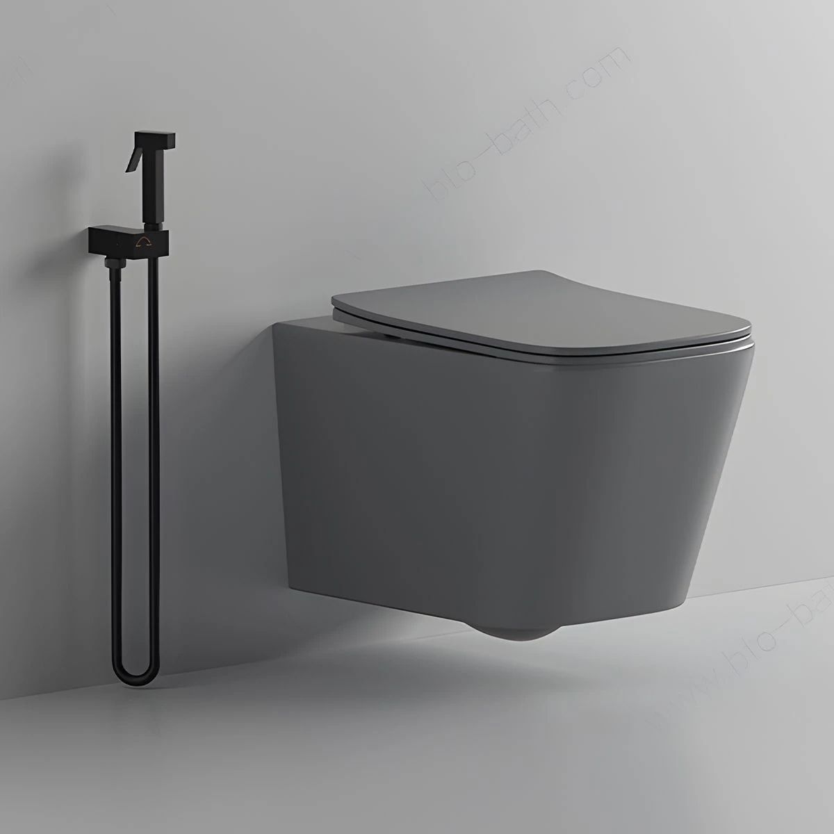Set vas wc si lavoar, Gri Mat, Power Color, 51x35-50x40 cm, montaj suspendat si pe blat, capac duroplast, Alfonso