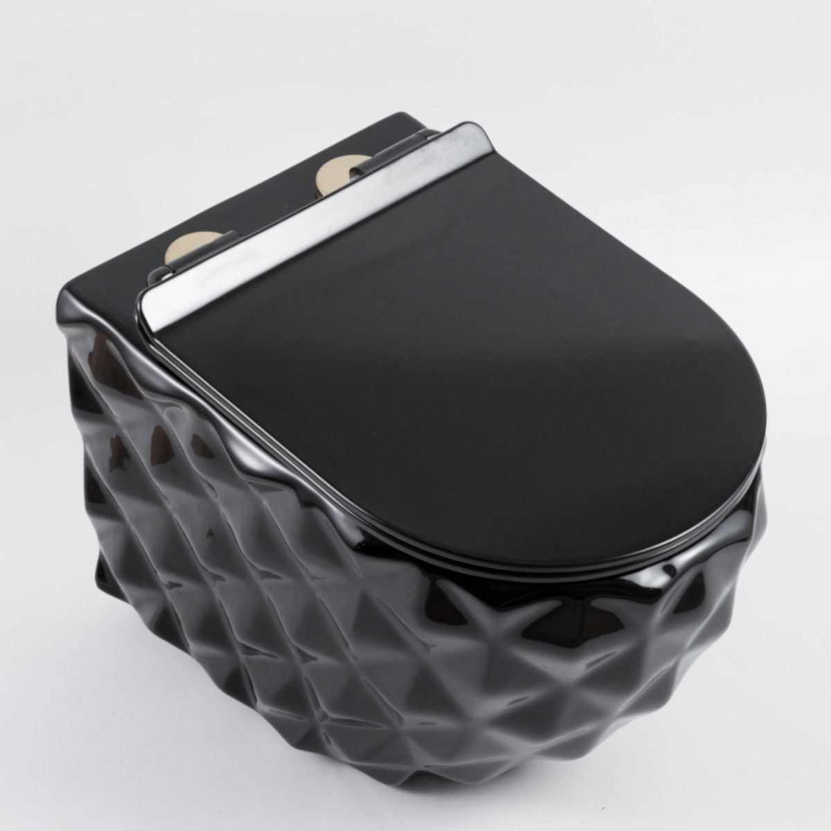 Set vas wc si lavoar, Negru Lucios, montaj suspendat si pe blat, 49x36-61x34 cm, capac duroplast, Sidef