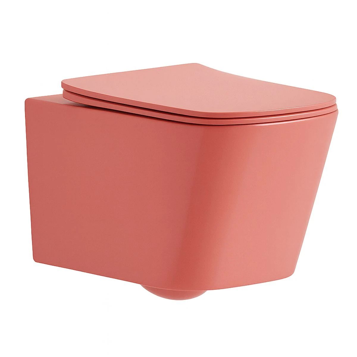 Set vas wc si lavoar, Roz Somon Mat, Power Color, 51x35-50x40 cm, montaj suspendat si pe blat, capac duroplast, Alfonso