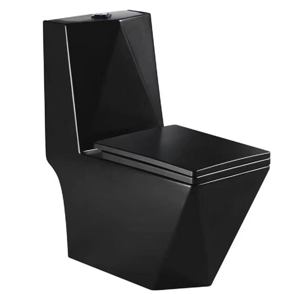 Set vas WC si lavoar stativ Enrico, Negru Mat, Power Colour, montaj pe podea, capac soft-close inclus, ceramica sanitara