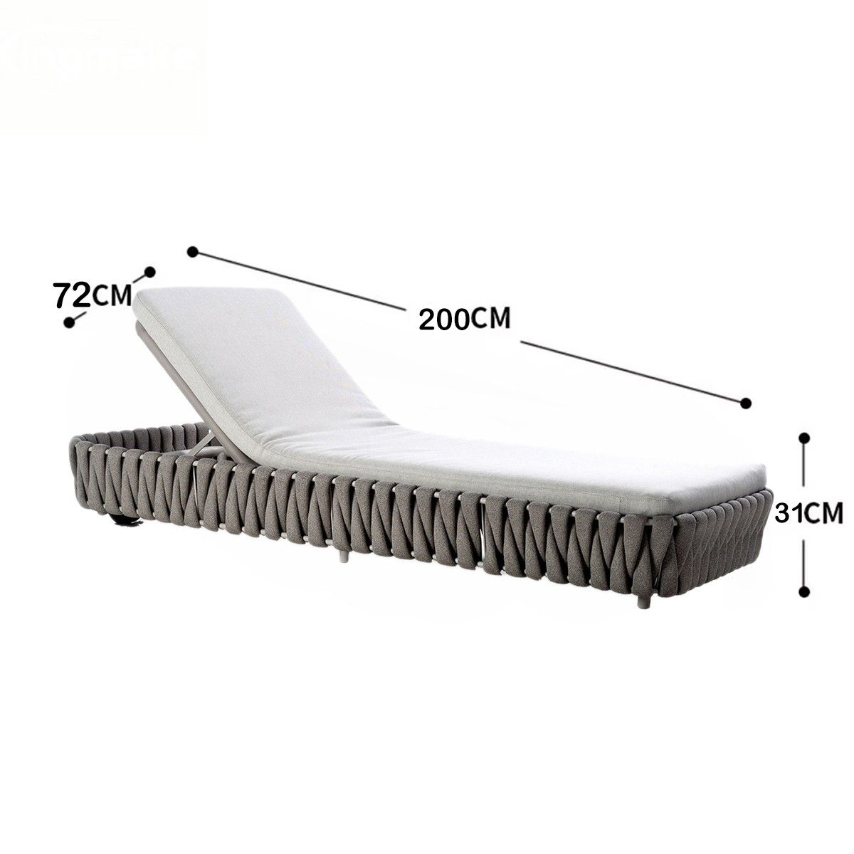 Sezlong de plaja cu saltea reglabil, cadru aluminiu si impletitura tip EQ, Tenerife