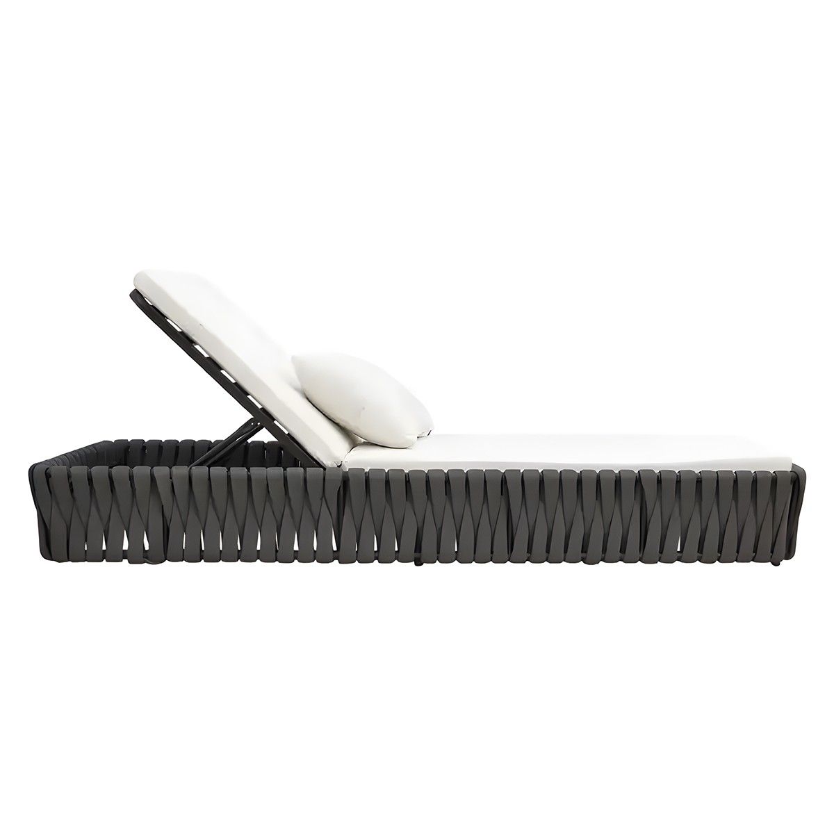 Sezlong de plaja cu saltea reglabil, cadru aluminiu si impletitura tip EQ, Tenerife