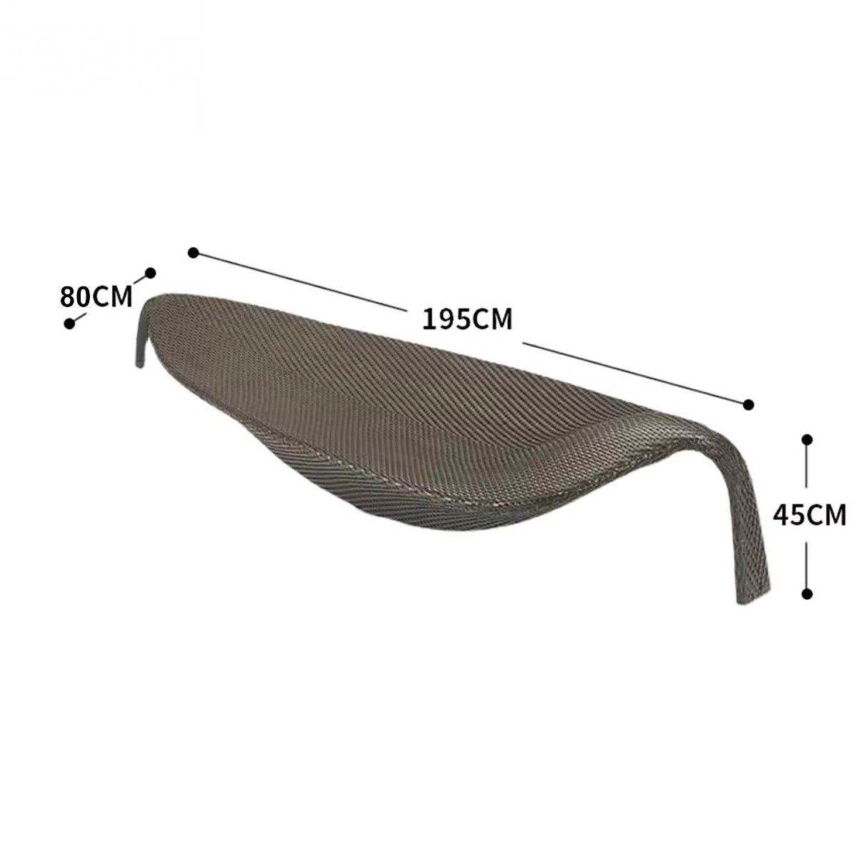Sezlong de plaja, aluminiu, impletitura poliratan, forma de frunza, 195 x 80 x 45 cm, Maro, Verdi