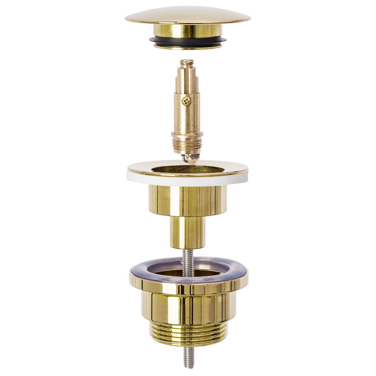 Sifon de scurgere universal+ ventil klik-klak, sistem Push-up, finisaj L.Gold