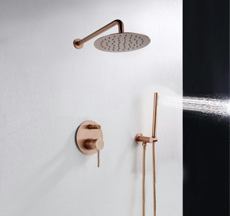 Sistem complet de dus EGO-Lun Rose Gold, montaj incastrat, finisaj auriu