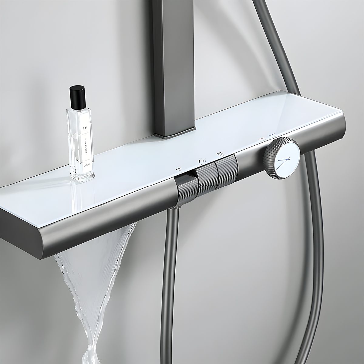 Sistem de dus, baterie Piano Keys, suport obiecte, pipa de cada tip cascada, 3 functii, Auriu Mat, Vivo
