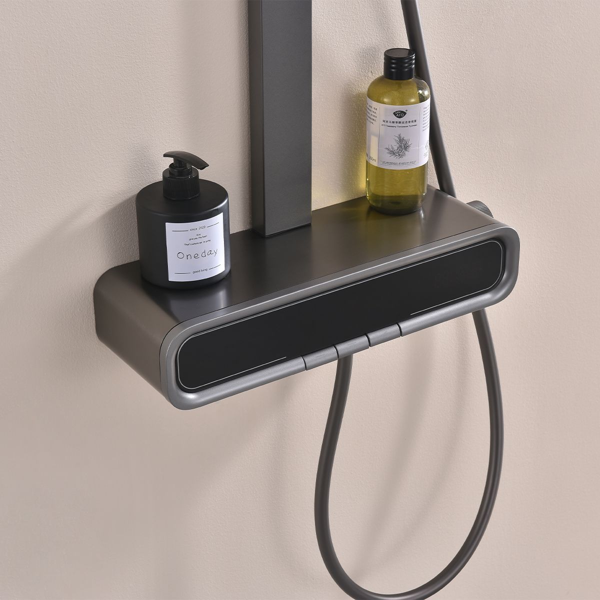Sistem de dus Digital cu termostat, afisaj Led temperatura, suport obiecte, 3 functii, suport, Gun Grey, Prisma