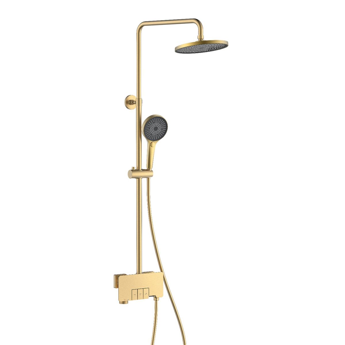Sistem de dus, pipa de cada, Piano Key, 3 functii, montaj pe perete, Auriu Mat, Lamia